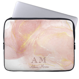 Peach Rosa Watercolor Bläck Anpassade Laptop Fodral