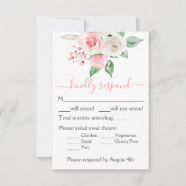 Peach Rosa Watercolor Blommigt Bröllop OSA Card