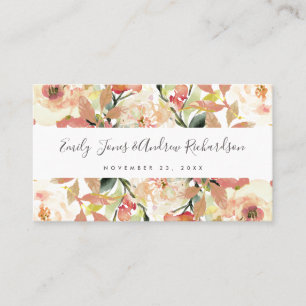 PEACH ROSA WATERCOLOR BLOMMIGT PLACards Visitkort