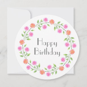 Peach & Rosa Watercolor Daisys Wandecard Kort