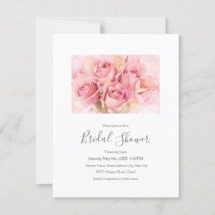 Peach Rosa Watercolor Ro Inbjudningar
