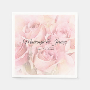 Peach Rosa Watercolor Ro Pappersservett