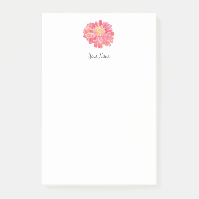 Peach Rosa Watercolor Zinnia Post-it Block (Framsida)