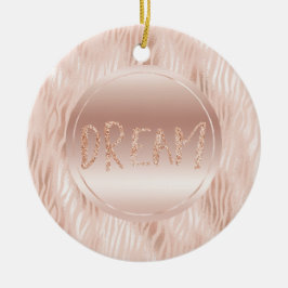  Peach Rosa Zebra tryck Glitter Dream Julgransprydnad Keramik