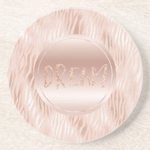  Peach Rosa Zebra tryck Glitter Dream Underlägg