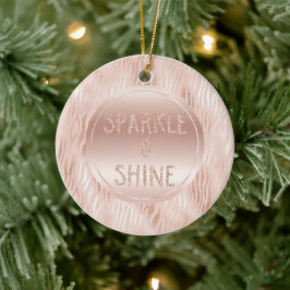 Peach Rosa Zebra tryck Glitter Gnistra Julgransprydnad Keramik