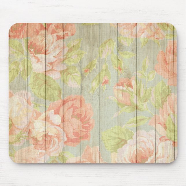 Peach Rose Pattern Country Fence Musmatta (Framsidan)