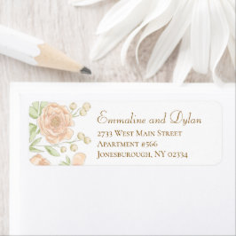 Peach Rose Wedding Return Address Labels Returadress Etikett