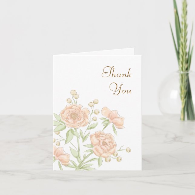 Peach Rose Wedding Thank You Cards Inbjudan (Framsida)