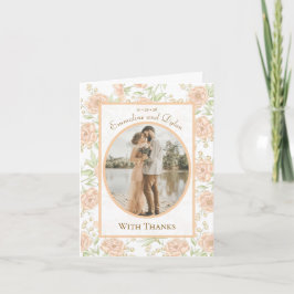 Peach Rose Wedding Thank You Cards Photo Inbjudan