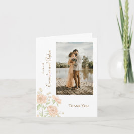 Peach Rose Wedding Thank You Cards Photo Inbjudan