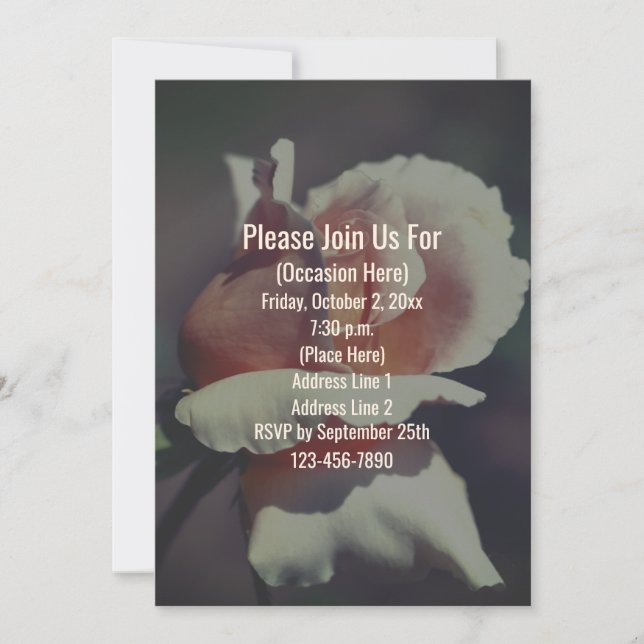 Peach Rosebud Floral Invitation Inbjudningar (Framsida)