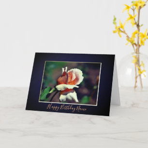 Peach Rosenknopp Blommigt Personlig Birthday Kort