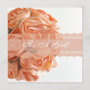 Peach Rosor och Snöre Baby Shower-inbjudan Inbjudningar
