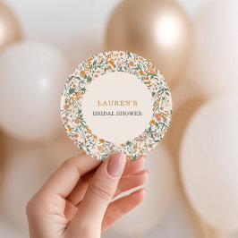 Peach Sage Bröllopsparty Runt Klistermärke