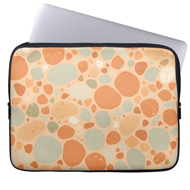 Peach Sage Green Pebble Pattern Abstract Organic  Laptop Fodral (Framsidan)