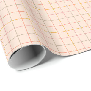 Peach Sage Gult Play Grid Mönster Presentpapper