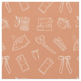 Peach Sewing Themed Pattern Tyg