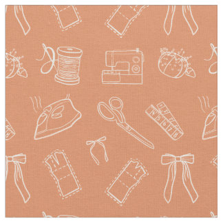 Peach Sewing Themed Pattern Tyg