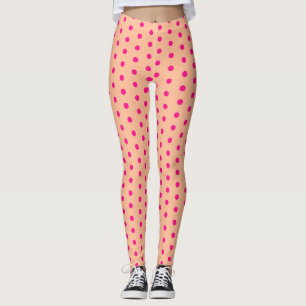Peach shock rosa retro mönster söt coola leggings