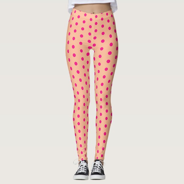 Peach shock rosa retro mönster söt coola leggings (Framsida)