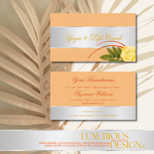 Peach Silver Decor Cute Ro Flower Elegant Blommigt Visitkort
