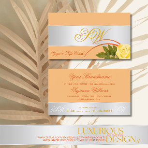 Peach Silver Decor Cute Ro Flower med Monogram Visitkort