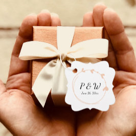 Peach Simple Heart WAN Monogram Bröllop Gåvor Etiketter
