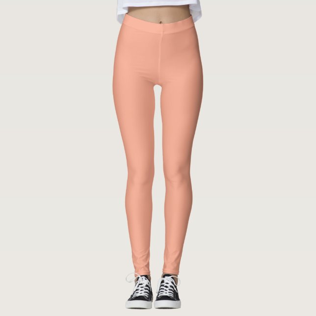 Peach Solid Färg Leggings (Framsida)