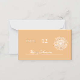 Peach Solros Minimal Blommigt Sketch Bröllop Placeringskort