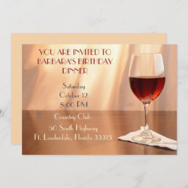 Peach Sophisticated Red vin födelsedagsinbjudan Inbjudningar