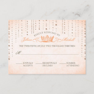 Peach Sparkles & Krona Fairytale Bröllop OSA Card Kort