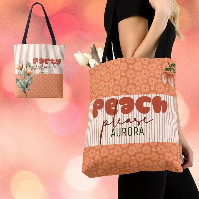 Peach Squad Savannah Bridesmaid Retro Bachelorette Tygkasse (Skapare uppladdad)