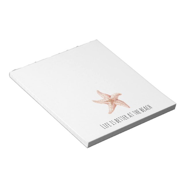 Peach Starfish Better at Beach Anteckningsblock (Vinklad)