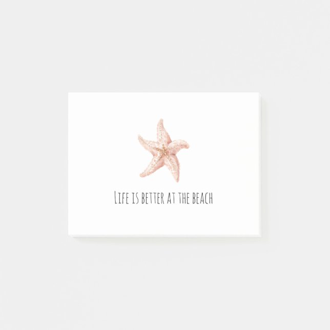 Peach Starfish Better at Beach Post-it Block (Framsida)