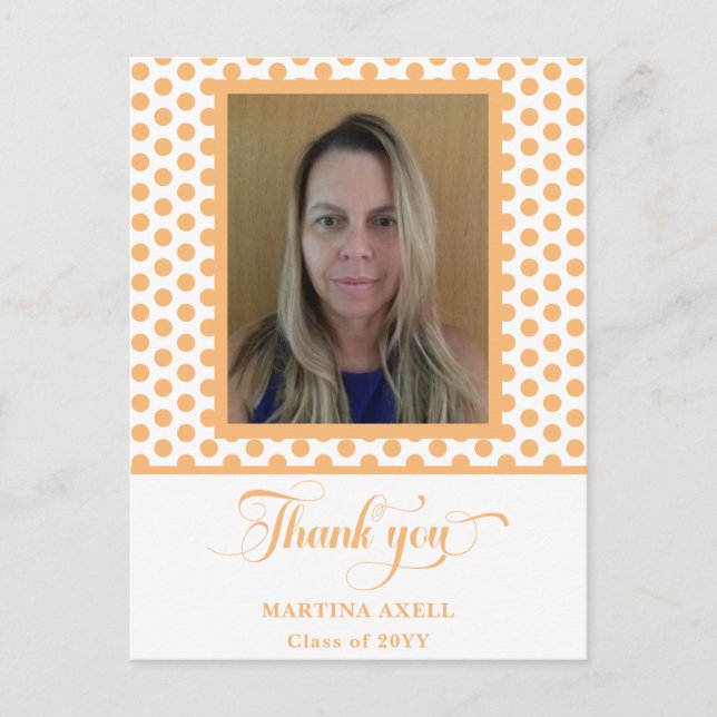 Peach Studenten Tack Photo Postcard Vykort (Framsida)