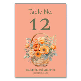 Peach Summer Bröllop Bordsnummer