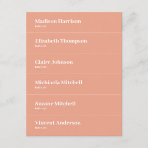 Peach Summer Bröllop Place Card DIY Inbjudningar