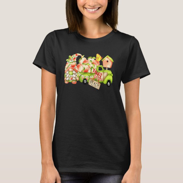 Peach Summer Fruit Gnome Truck Peachy Georgia Retr T Shirt (Framsida)