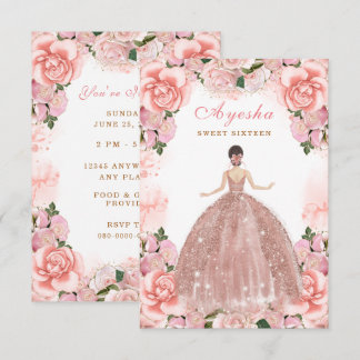 Peach Sweet sixteen Birthday-inbjudningskort Inbjudningar