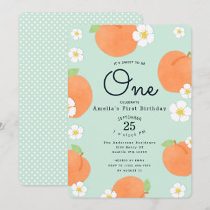 Peach Sweet to be one 1st Birthday Call Inbjudningar