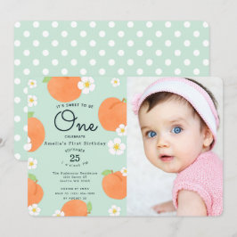 Peach Sweet to be one 1st Birthday Photo Inbjudningar