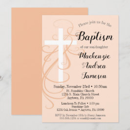 Peach Swirl Kor Baptism Investigation Girl Boy Inbjudningar
