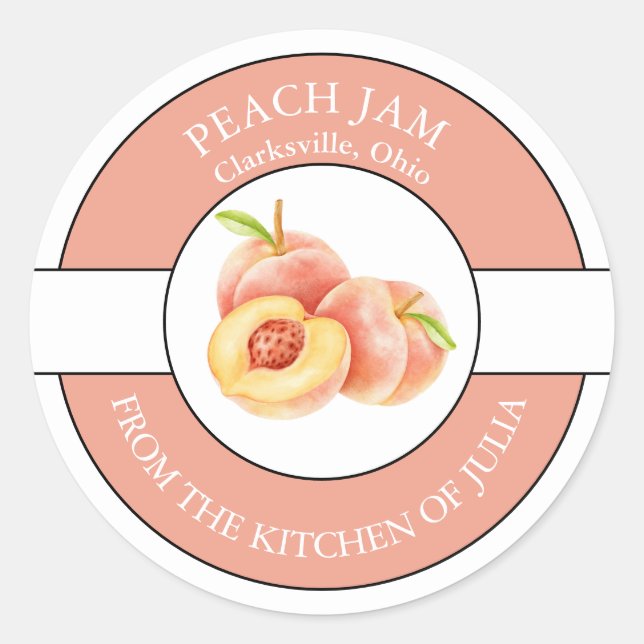 Peach Sylt-etikett Runt Klistermärke (Framsida)