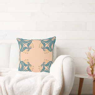 Peach Teal Art nouveau Kudde