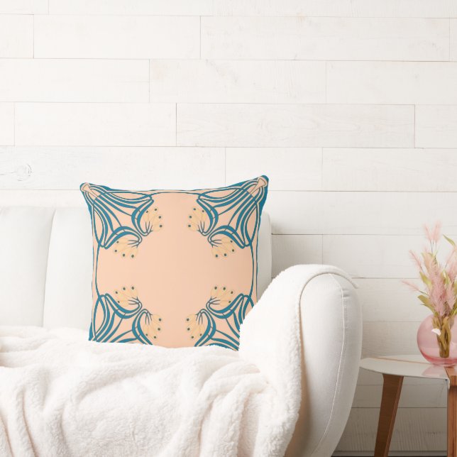 Peach Teal Art nouveau Kudde (Soffa)