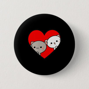 Peach Tecknad Kärlek Goma Cat Valentine Day Heart Knapp