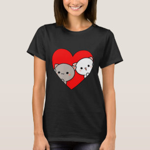 Peach Tecknad Kärlek Goma Cat Valentine Day Heart T Shirt