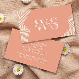 Peach Terracotta Abstrakt Classy Monogram Modern Visitkort