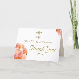 Peach Terracotta Ro katolska Bröllop Tack Kort